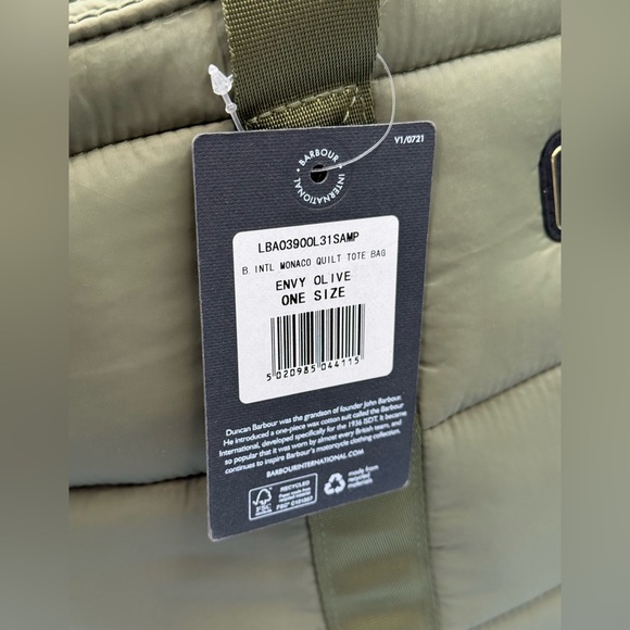 🆕 BARBOUR INTL 🧿 NWT Monaco Quilted Tote Bag, Envy Olive * SAMPLE * - Picture 8 of 16